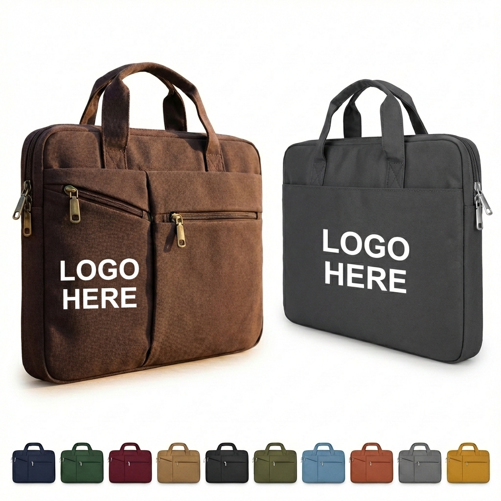 Urban Commuter Essential: Structured Canvas Laptop Briefcase
