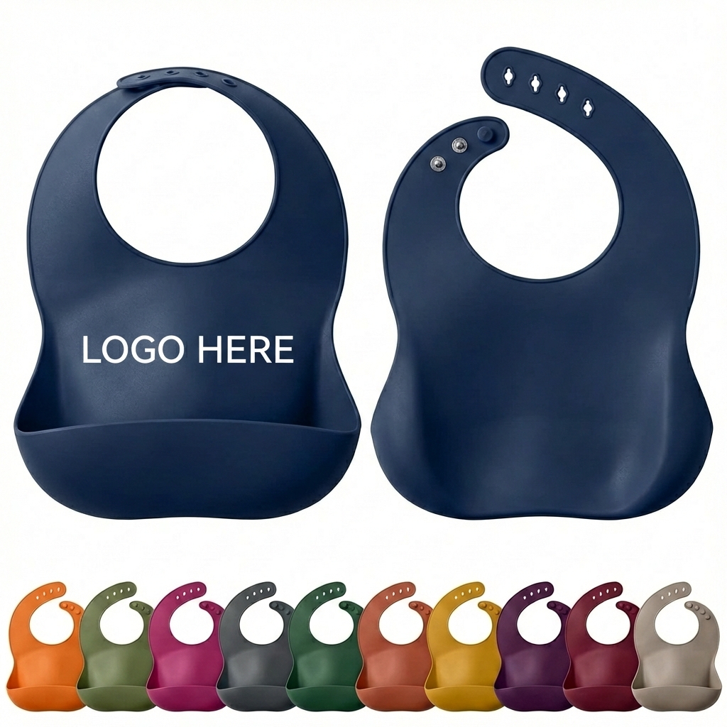 Easy-Clean Adjustable Silicone Feeding Bib for Mess-Free Meals